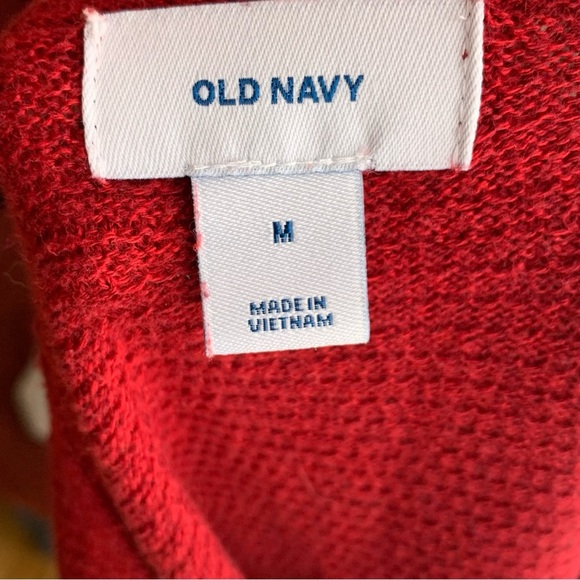 Old NAVY RED TIGHT KNIT VNECK SWEATER SIZE MEDIUM - Picture 7 of 8